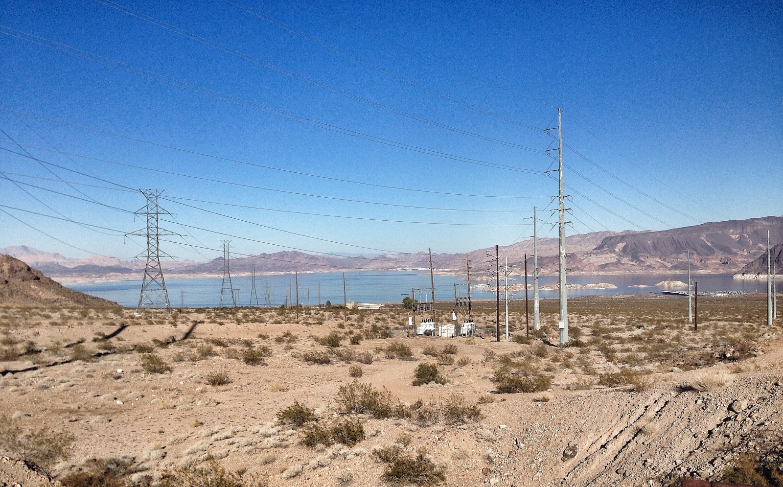 Wirepass.  Electric supply running from Hoover dam.  This portion is the climb out on the old railroad grade.